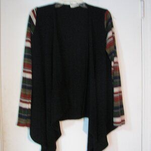 * Twenty Second 22nd Cardigan Small Black with Stripes Sweater